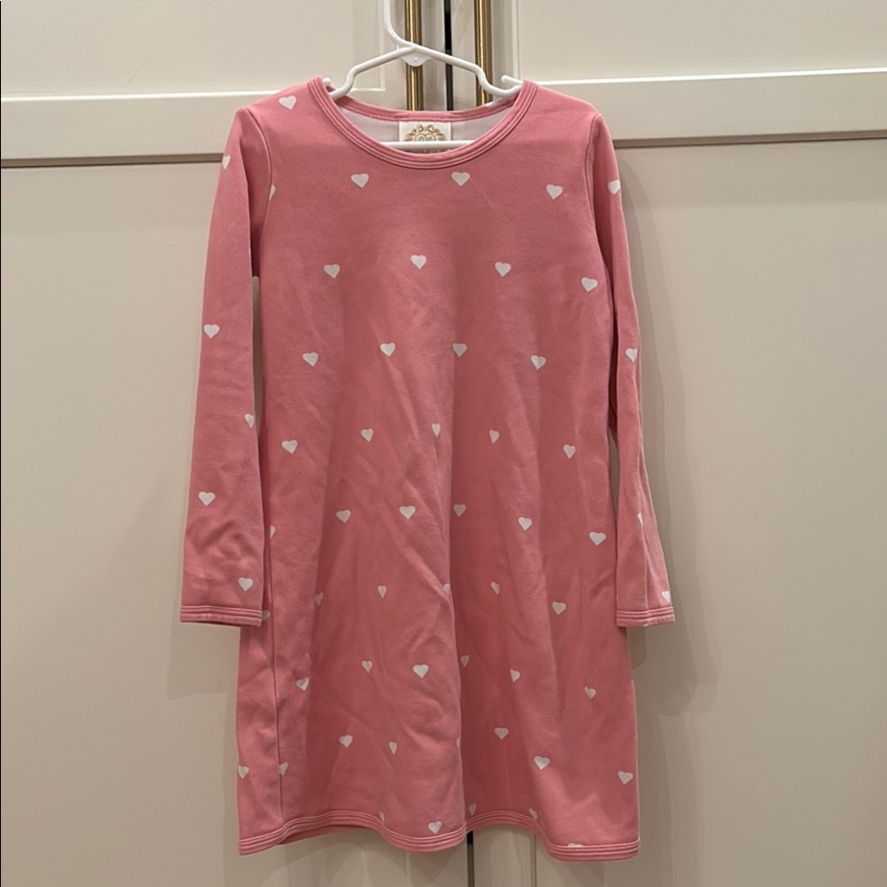 Pink Heart Patterned Long Sleeve Dress